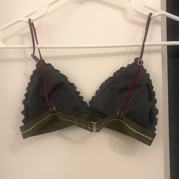 H&M- Grey/Green Printed Triangle Bikini Top - Picture 3 of 4